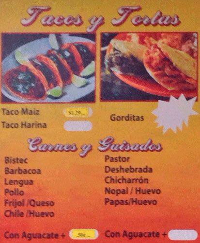 Menu of Cesar's Tacos Tortas Y Gorditas, Arlington, Arlington  