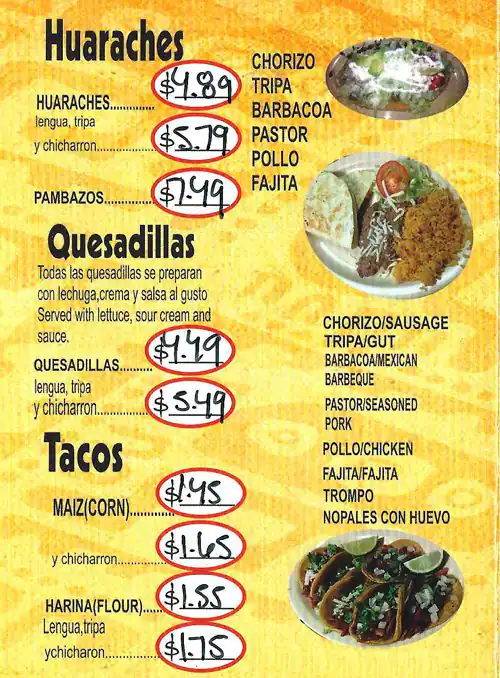 Menu of Taco Rico, Arlington, Arlington  