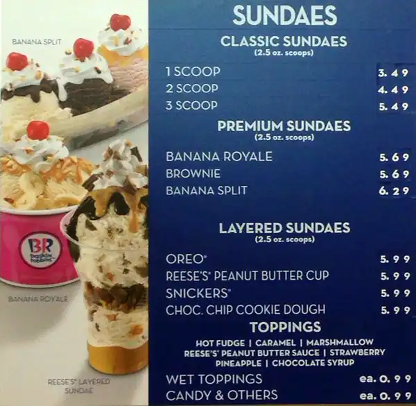 Menu of Baskin Robbins, Burleson, Burleson  