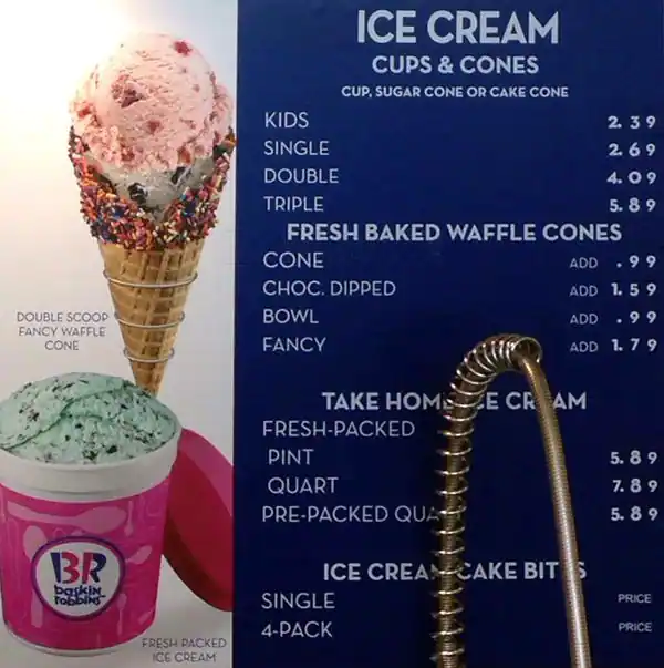 Menu of Baskin Robbins, Burleson, Burleson  