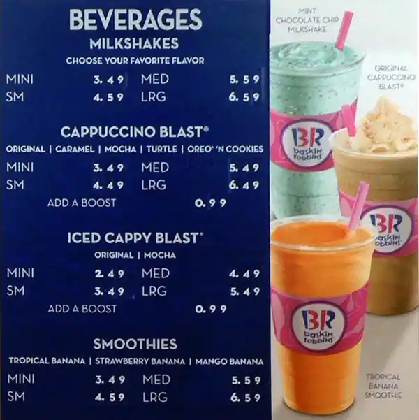 Menu of Baskin Robbins, Burleson, Burleson  