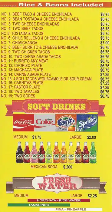 Menu of Los Juanitos, Burleson, Burleson  