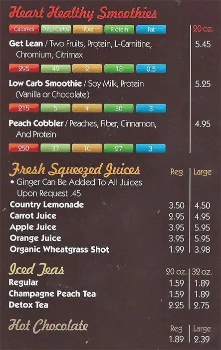 Menu of Smoothie King, Burleson, Burleson  