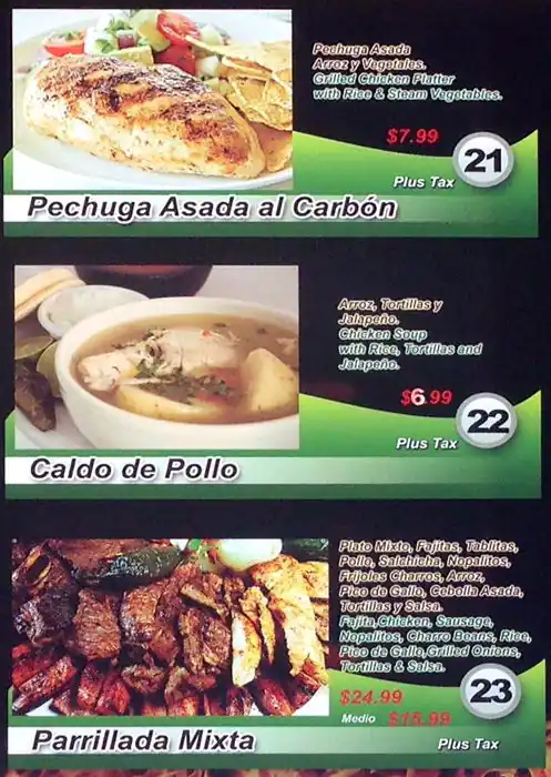 Menu of El Pollito Loco, Northwest Dallas, Dallas  