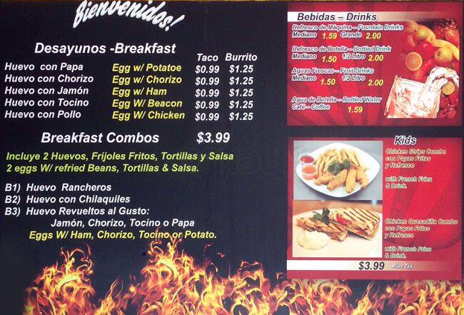 Menu of El Pollito Loco, Northwest Dallas, Dallas  