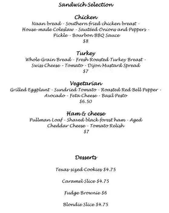 Menu of Peet's Coffee & Tea - Sheraton Dallas Hotel, Downtown, Dallas  