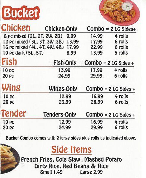 Menu of Lousiana Fried Chicken And Seafood, Dalworthington Gardens, Arlington  