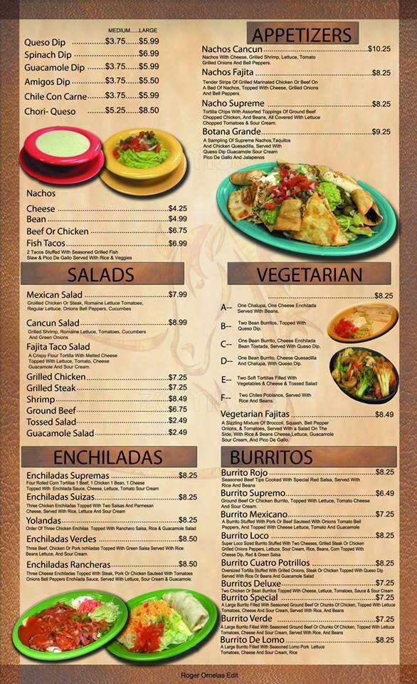 Menu of Cuatro Potrillos, Arlington, Arlington  