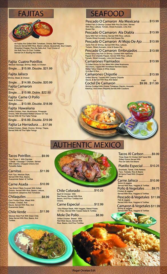 Menu of Cuatro Potrillos, Arlington, Arlington  