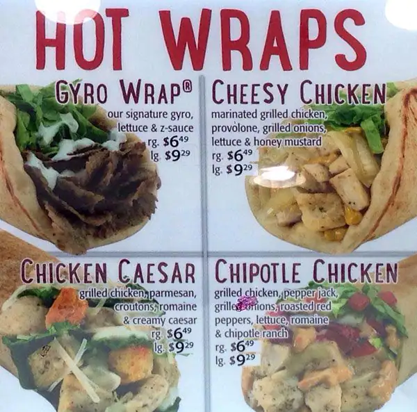 Menu of Great Wraps, Arlington, Arlington  