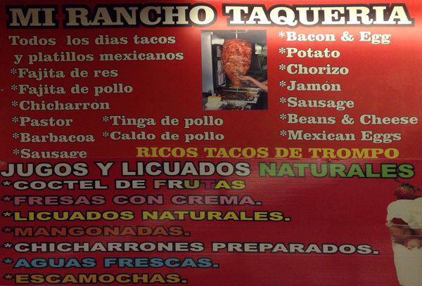 Menu of Mi Rancho Taqueria, South Manchaca, Austin  
