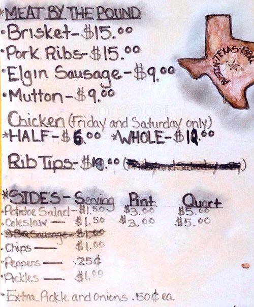 Menu of Ed's Barbecue, Chestnut, Austin  