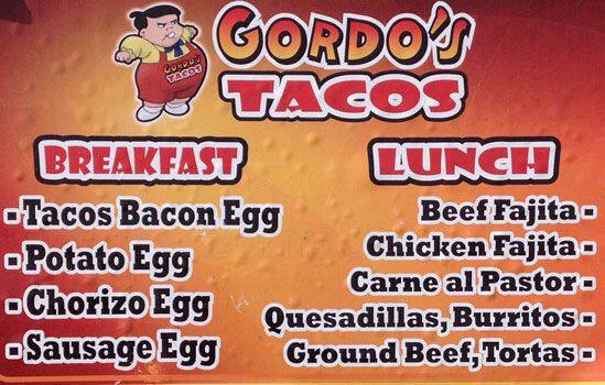 Menu of Gordo's Mini Tacos, Del Valle, Austin  