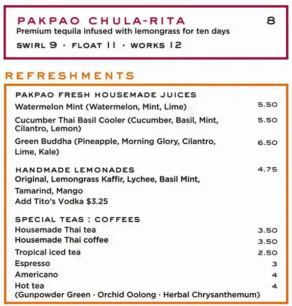 Menu of Pakpao Thai Restaurant, North Dallas, Dallas  