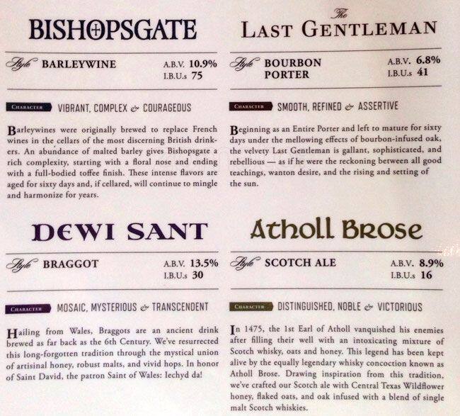 Menu of Strange Land Brewery, West Lake Hills, Austin  