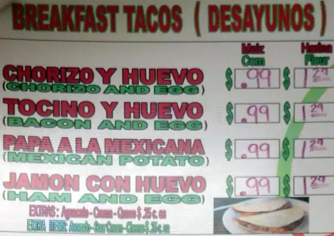 Tasty food Mexican, Tacomenu Franklin Park, Austin