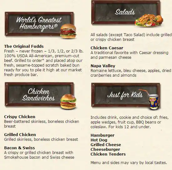 Menu of Fuddruckers, Southpark Meadows, Austin  