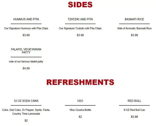 Menu of KaBaBeQue, Downtown, Austin  