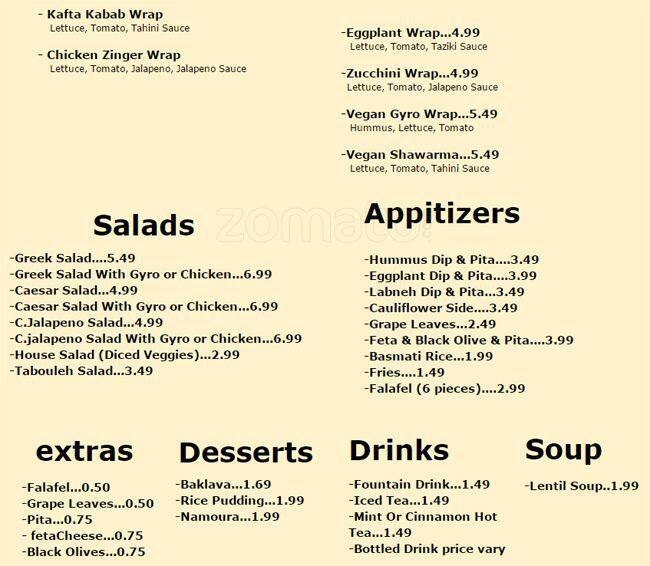 Menu of The Halal Corner, Mueller, Austin  