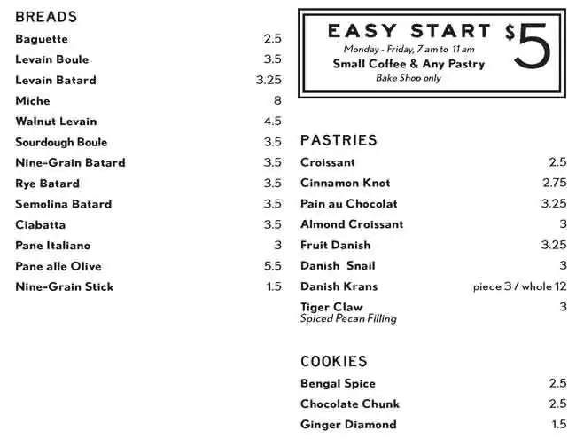 Menu of Easy Tiger, Highland, Austin  