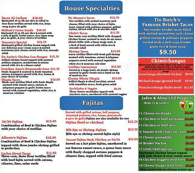 Menu of Casa Dolores, Lovefield, Dallas  