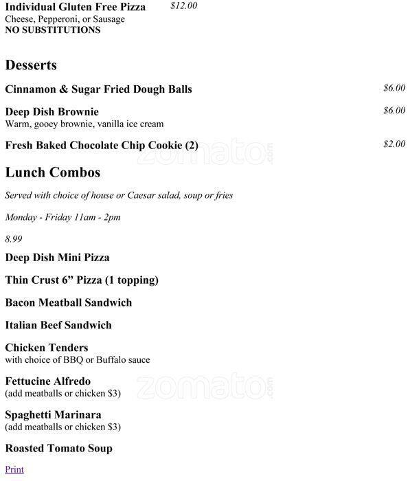 Menu of Gino's East, Northwest Dallas, Dallas  