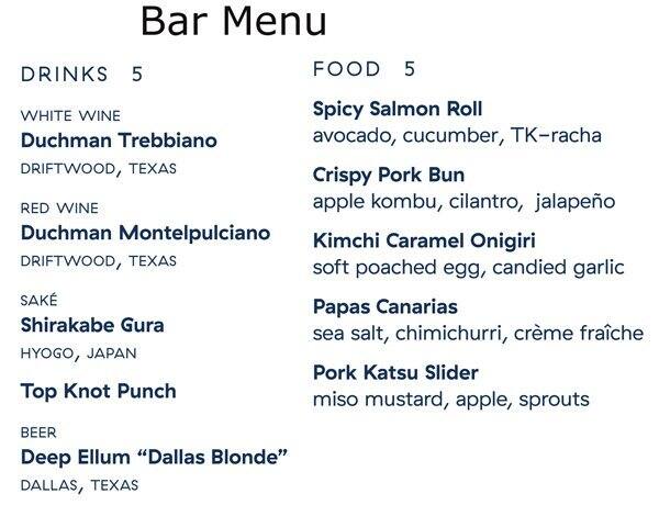 Menu of Top Knot, Oak Lawn, Dallas  