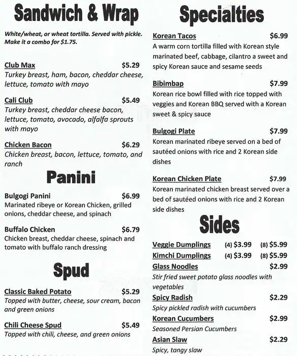 Menu of Chez Max, Downtown, Dallas  