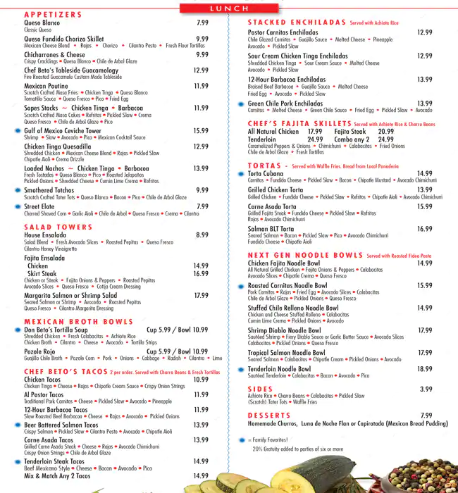 Menu of Beto & Son, Trinity Groves, Dallas  