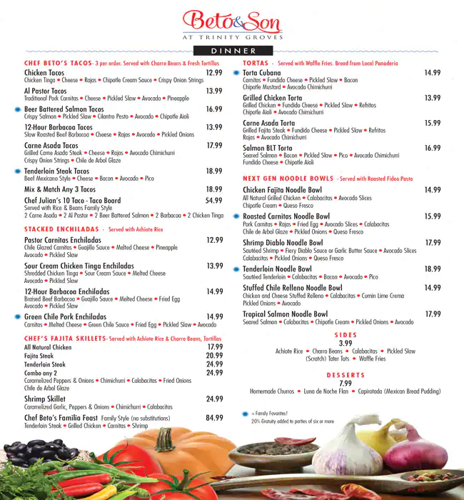 Menu of Beto & Son, Trinity Groves, Dallas  