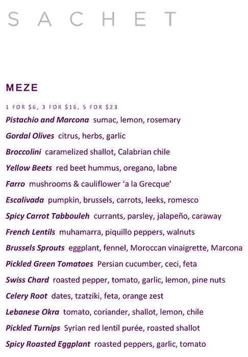 Menu of Sachet, Turtle Creek, Dallas  
