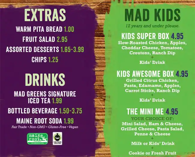 Menu of MAD Greens, Riverside, Austin  