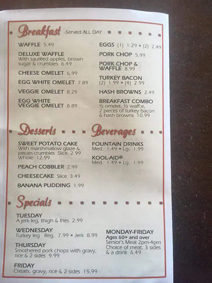 Menu of Rosako's Soul Food, Hurst, Bedford  