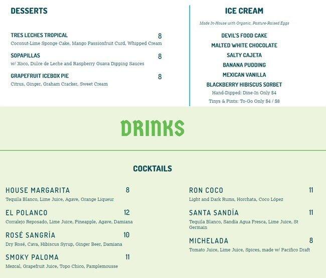 Menu of Fresa's - South First, South Congress - SoCo, Austin  