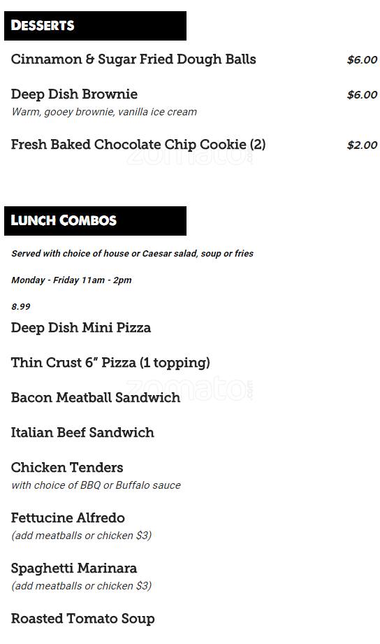 Menu of Gino's East, Northwest Dallas, Dallas  