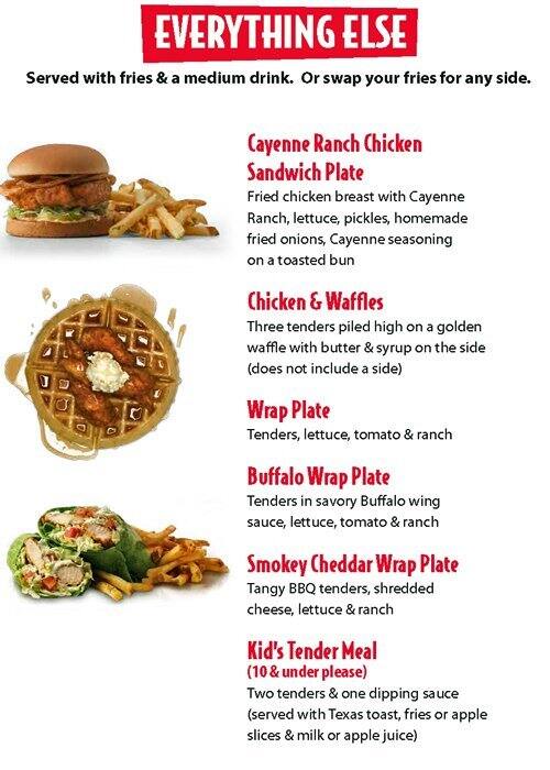 Menu of Slim Chickens, Oak Cliff, Dallas  