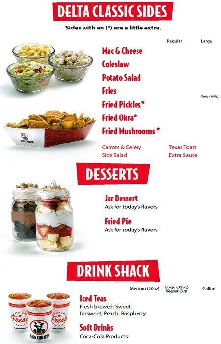 Menu of Slim Chickens, Oak Cliff, Dallas  