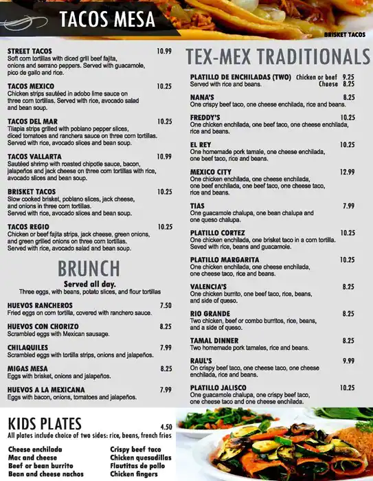 Menu of Mesa's Mexican Grill, Allen, Allen  