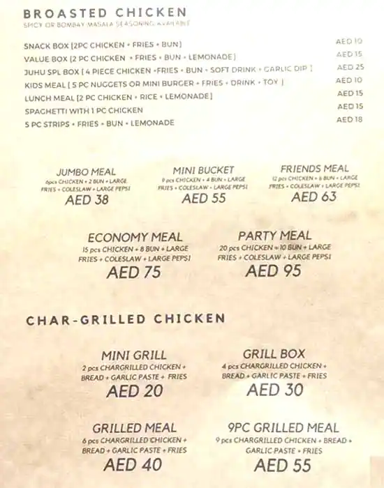 Juhoo Se Menu in Qusais, Dubai 