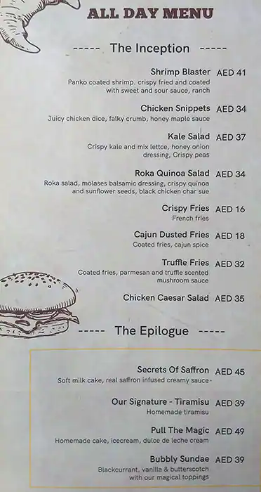 Cafe Bubble Lounge Menu in Jumeirah 3, Dubai 