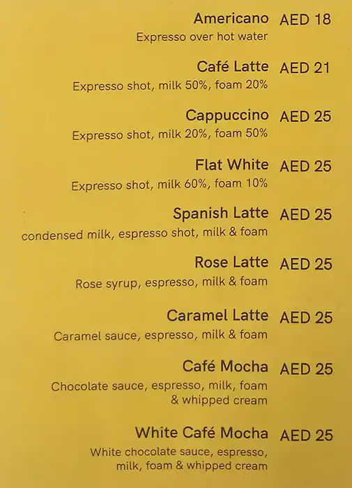 Cafe Bubble Lounge Menu in Jumeirah 3, Dubai 