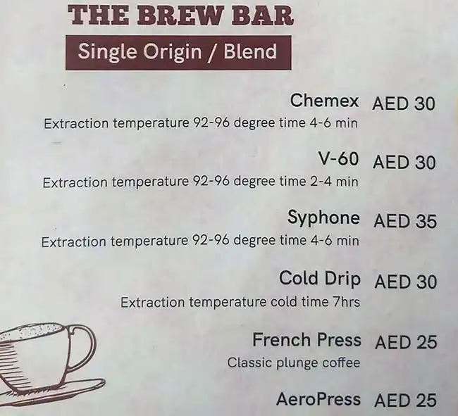 Cafe Bubble Lounge Menu in Jumeirah 3, Dubai 