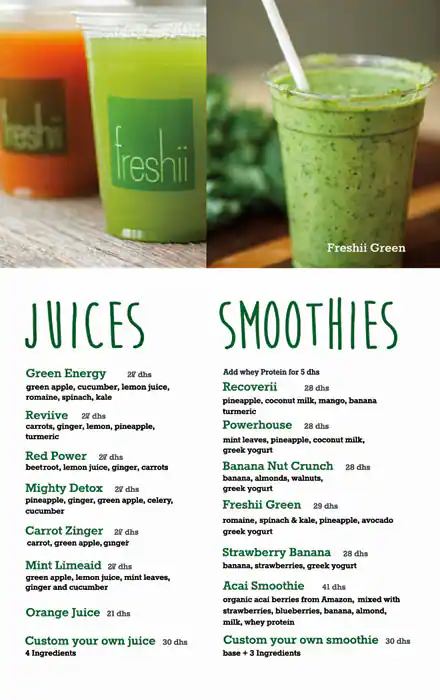 Freshii - فريشي Menu in Business Bay, Dubai 