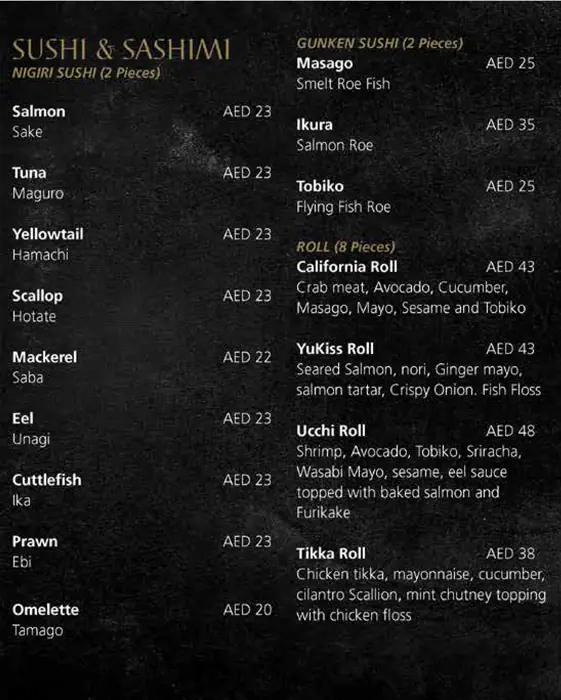 Ucci Sushi - Ramada by Wyndham Menu 