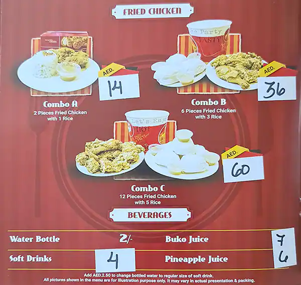 Mister Inasal Restaurant Menu in Al Khail Gate, Al Qouz, Dubai 