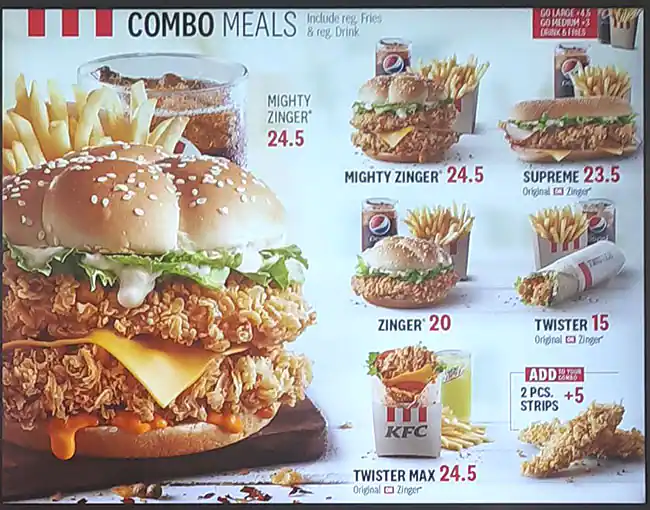 KFC - دجاج كنتاكي Menu in Trade Centre Area, Dubai 