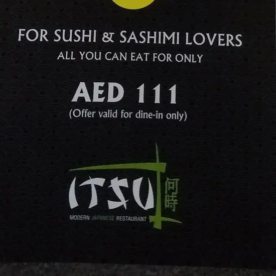 Itsu Menu in Golden Mile, Palm Jumeirah, Dubai 