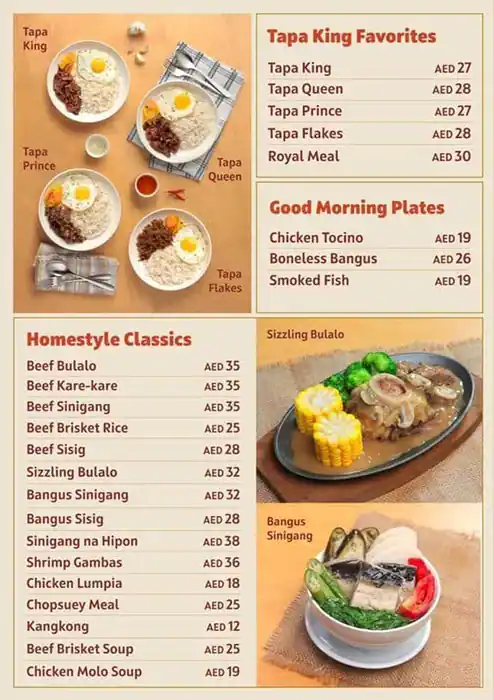 Tapa King - طابا كينغ Menu in BurJuman Centre, Mankhool, Dubai 