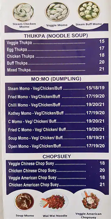 Himalayan Restaurant Menu in Meena Bazaar, Dubai 