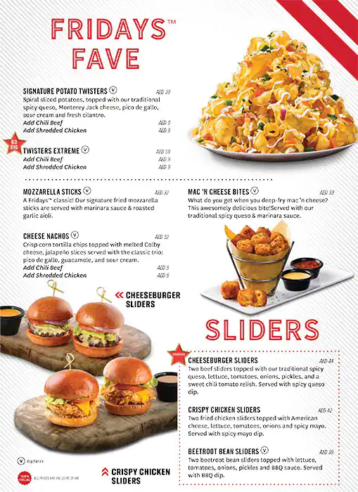 TGI Fridays - تي جي أي فرايديز Menu 